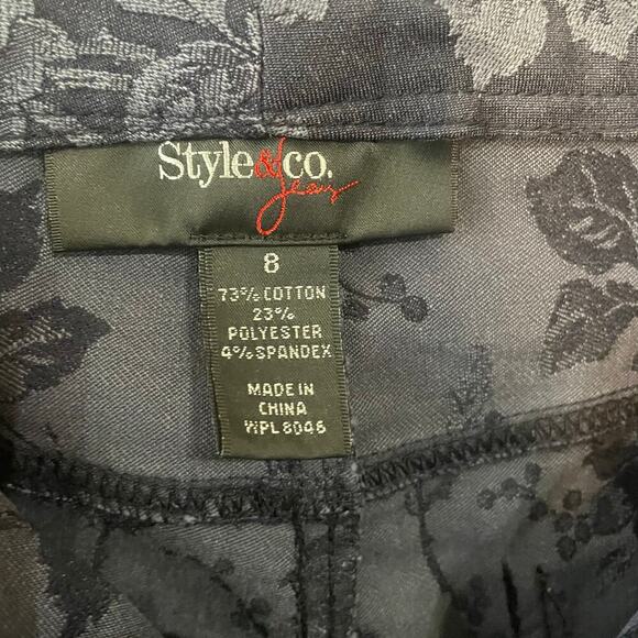 Style & Co Floral‎ Blue Textured Wash Tapered Jeans Women's Size 8 - Picture 7 of 7